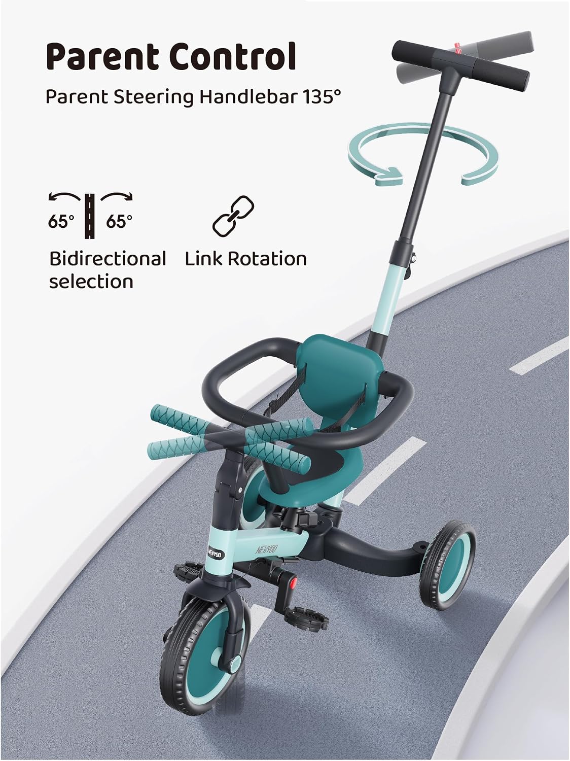 Thumbnail 5 de newyoo TR008 Toddler Push Tricycle: 5-in-1 Baby Ride-On for Ages 1–3