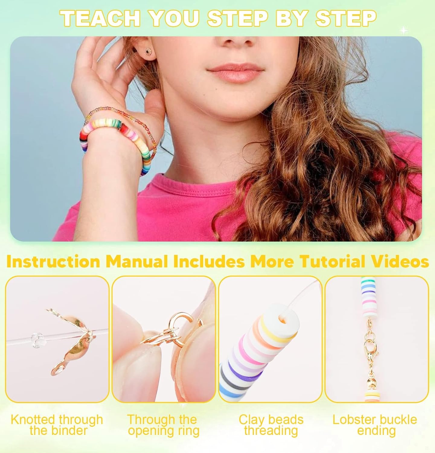 Detalle de Dowsabel DS-CLAY1B Bracelet Making Kit with 5,000 Beads and Charms