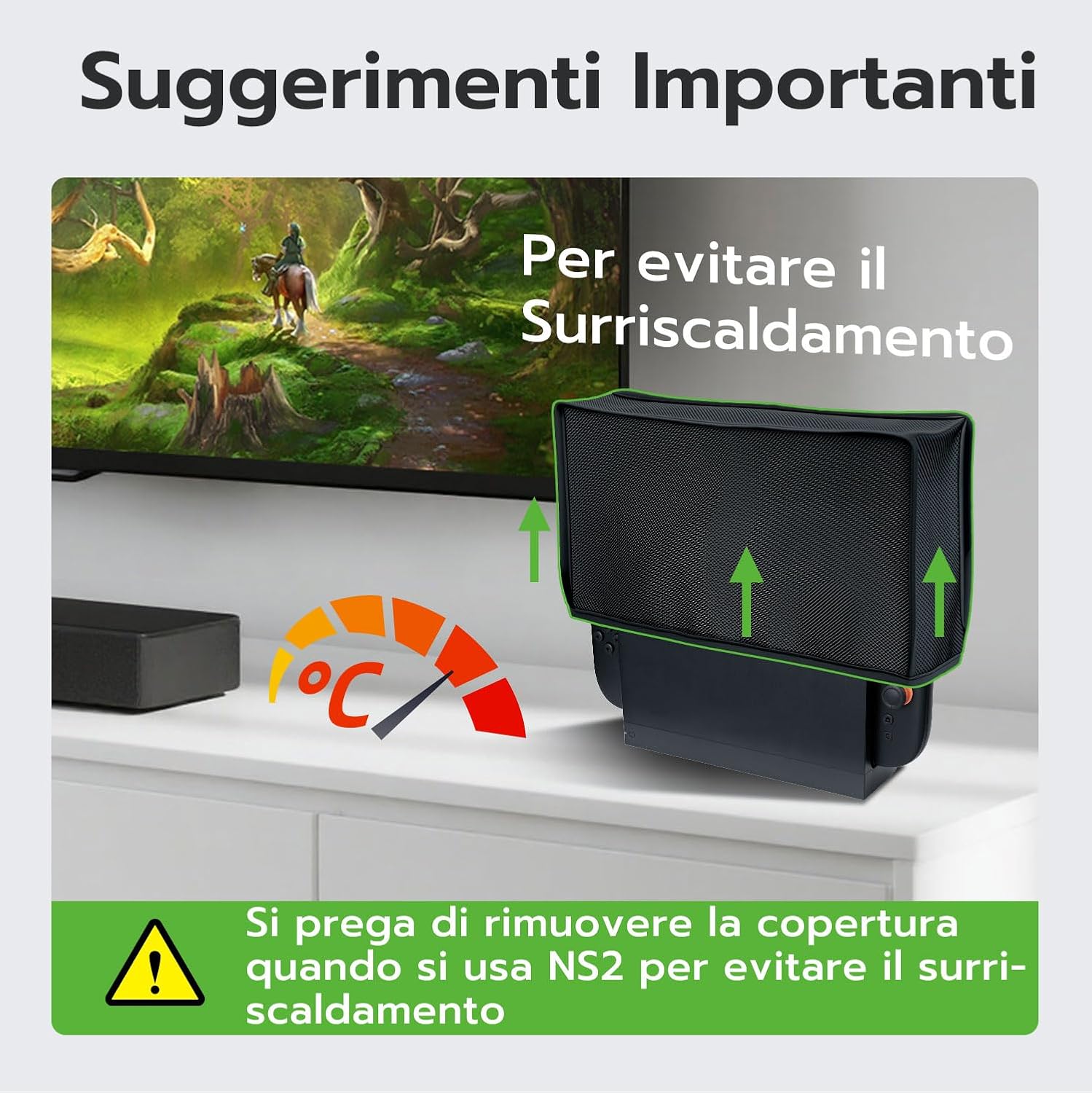Detalle 2 de Tolesum Copertura antipolvere protettiva per Switch 2 e base ufficiale Switch 2 (cover accessorio anti-graffio e impermeabile) - nero