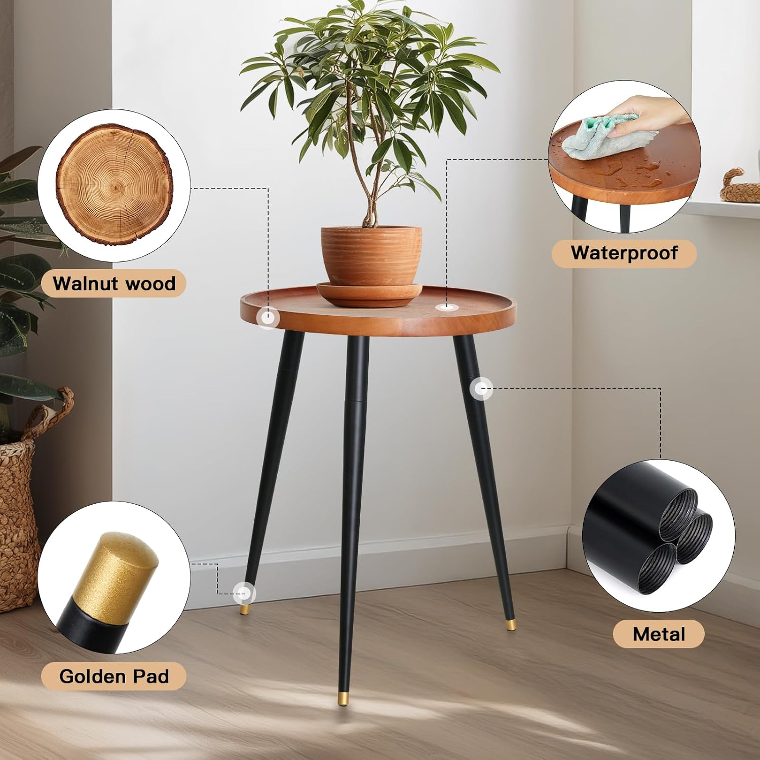 Detalle 2 de KINNARY Plant Stand, walnut wood