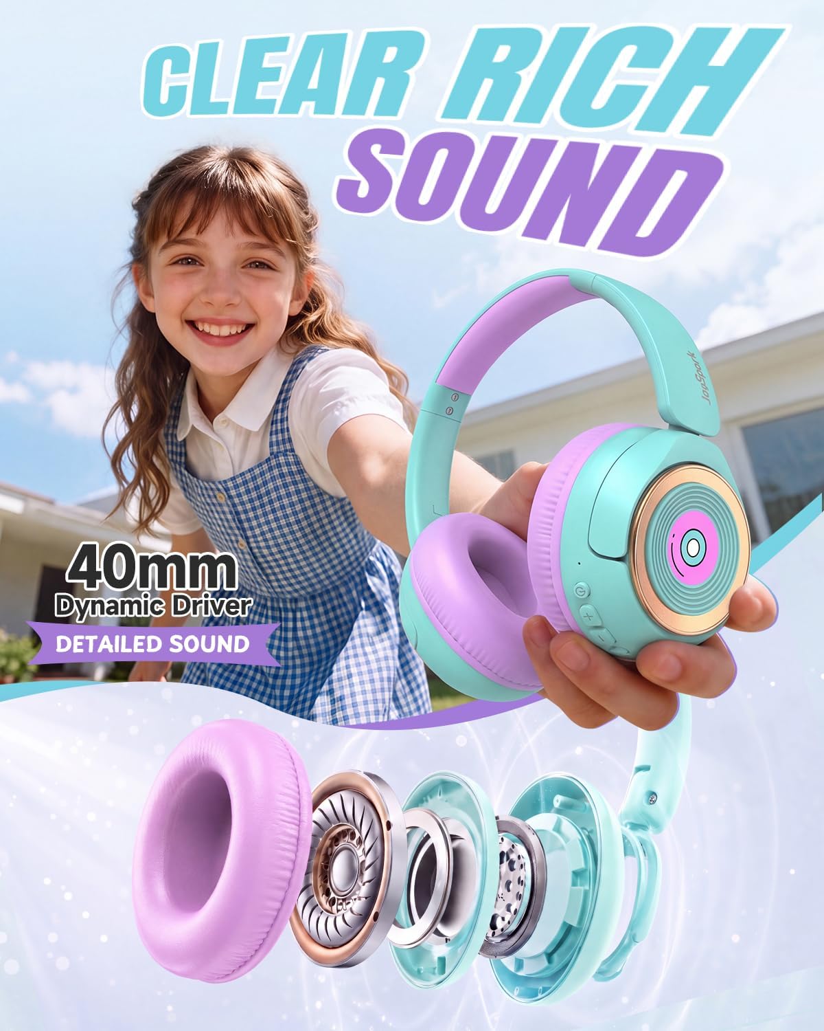 Detalle de JoySpark Kids Bluetooth Headphones 68H