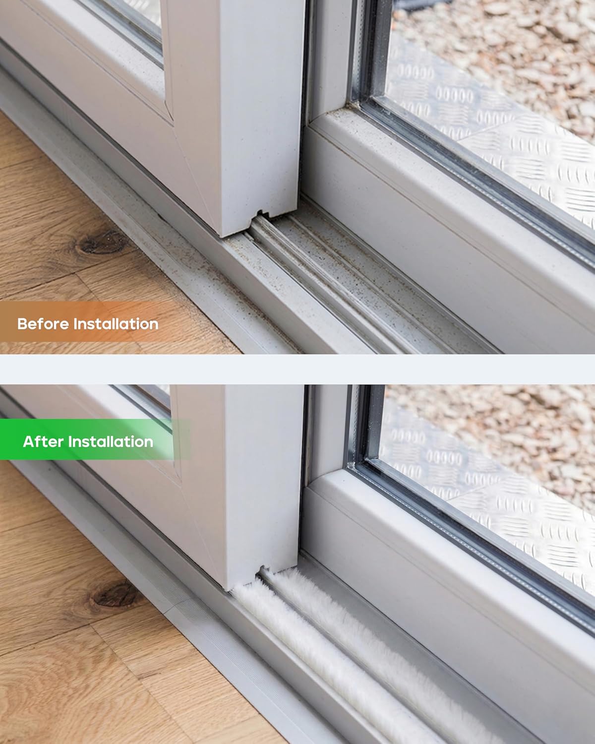 Detalle de HNNHOME Draft Excluder Brush Seal Strip (Self-Adhesive), 5m x 9mm x 5mm, White