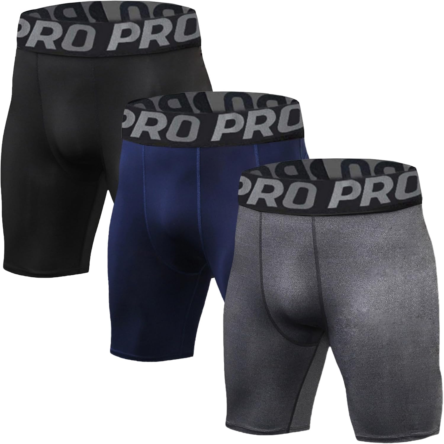 Detalle 2 de LNFINTDO 3 Pack Compression Shorts for Men – Base Layer Running Shorts