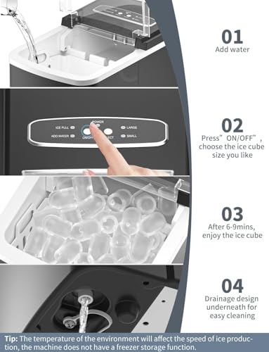 Detalle de Ice Maker Machine Counter Top by Vpcok Direct – Ready in 6–13 Minutes, 12kg Daily Capacity