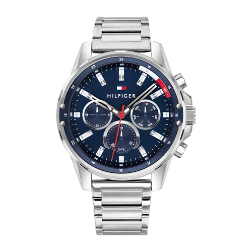 Detalle de Tommy Hilfiger Analogue Multifunction Quartz Watch for Men with Silver Stainless Steel Bracelet (1791788)