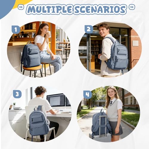 Detalle 2 de WEPLAN School Backpack: Lightweight 14-Inch Laptop Rucksack for Students (I2-Blue Purple)