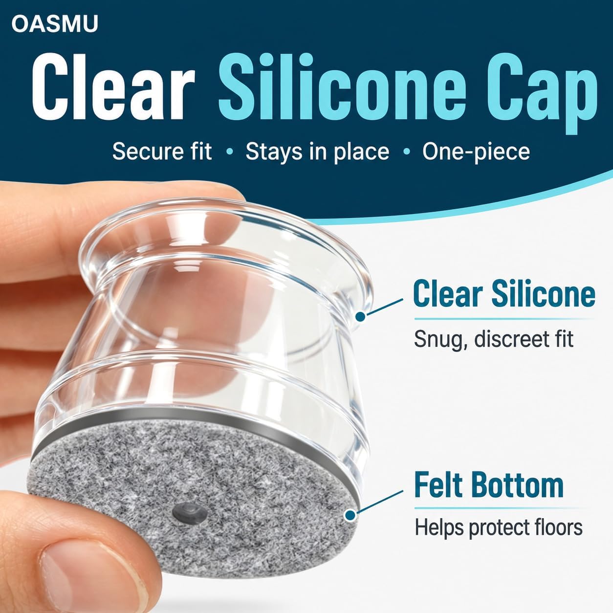 Thumbnail 5 de OASMU U Silicone Chair Leg Protectors, Clear 32-Pack with Felt Pads