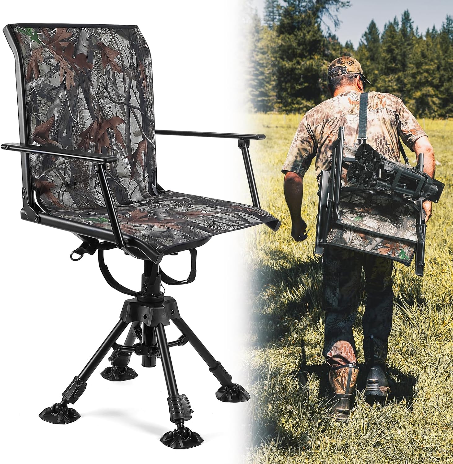 Detalle de KEMIMOTO B1702-00302CM Hunting Blind Chair, 360° Swivel, Camo