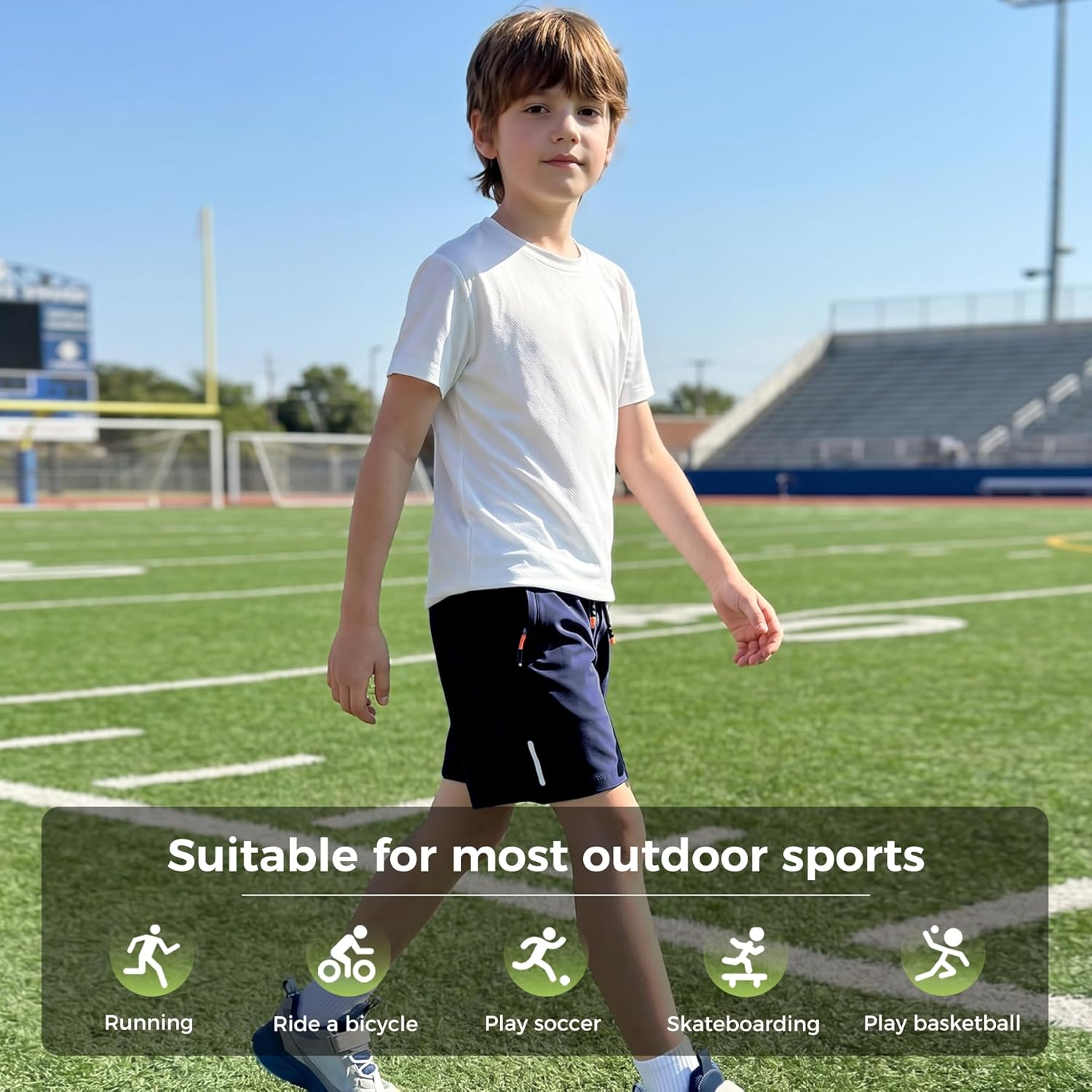Thumbnail 6 de ANHDM Boys Shorts: Quick-Dry Athletic Running Shorts with Zipper Pockets