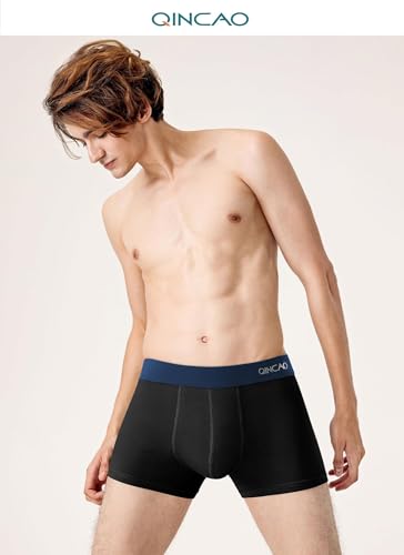 Detalle 2 de QINCAO Mens Boxers Briefs 6 Pack: Combed Cotton, Tagless, Soft & Slim Fit