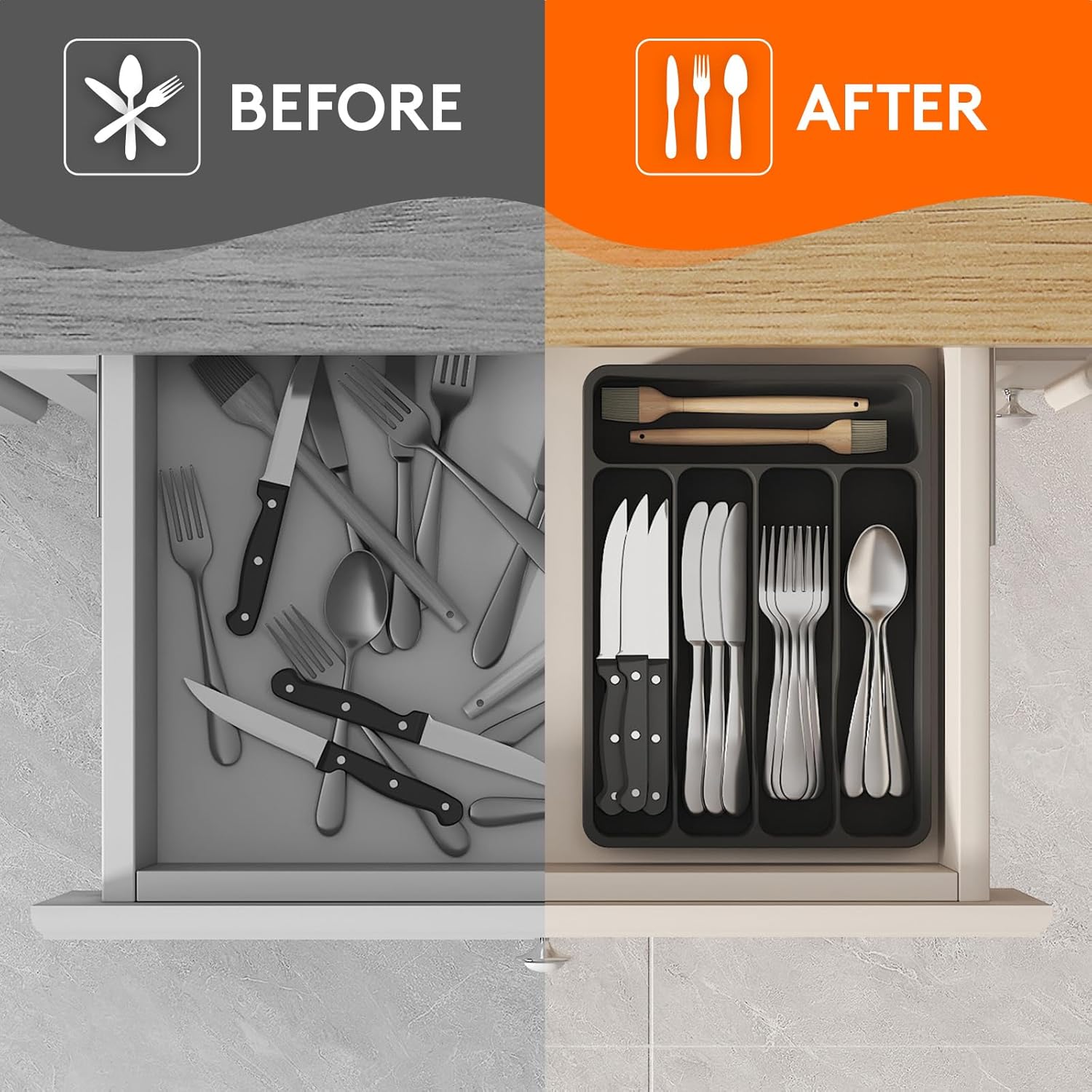 Thumbnail 5 de Lifewit Silverware Drawer Organizer Tray 9.1 x 12.6