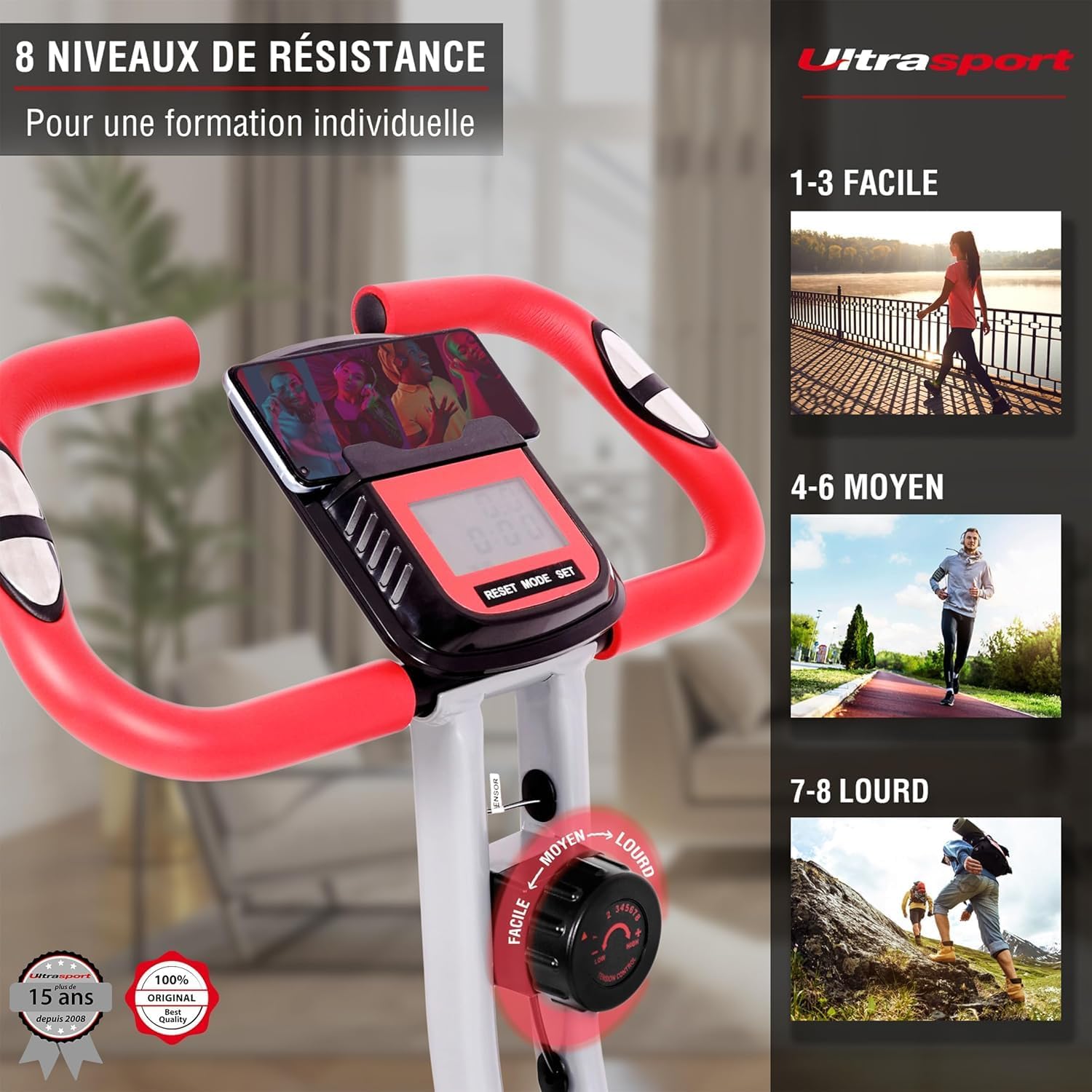 Detalle 2 de Ultrasport F-Bike Vélo d’Appartement Pliable 130 kg