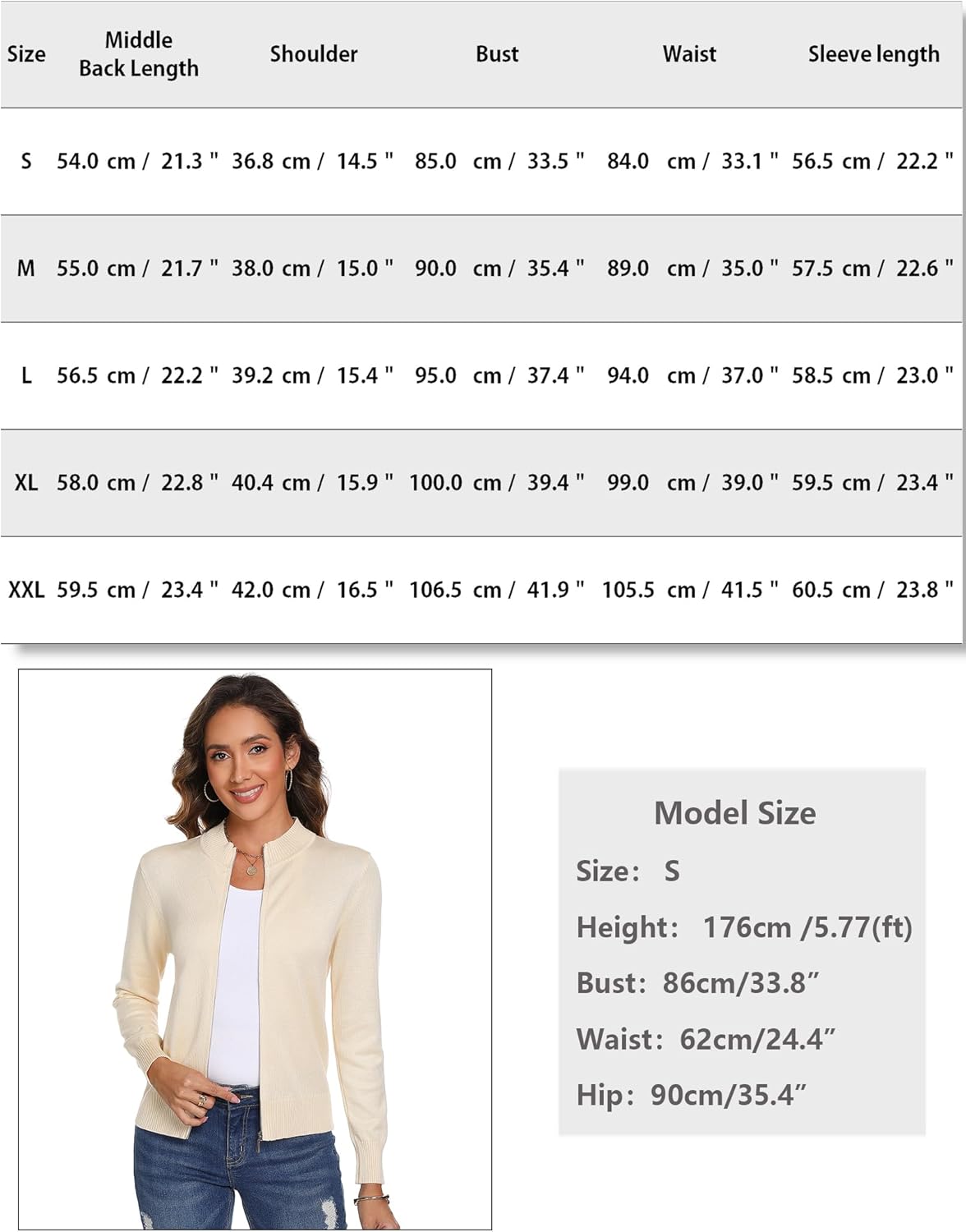 Thumbnail 5 de Aottori Strickjacke Damen kurz mit Reißverschluss – Cardigan mit Stehkragen für Alltag & Office