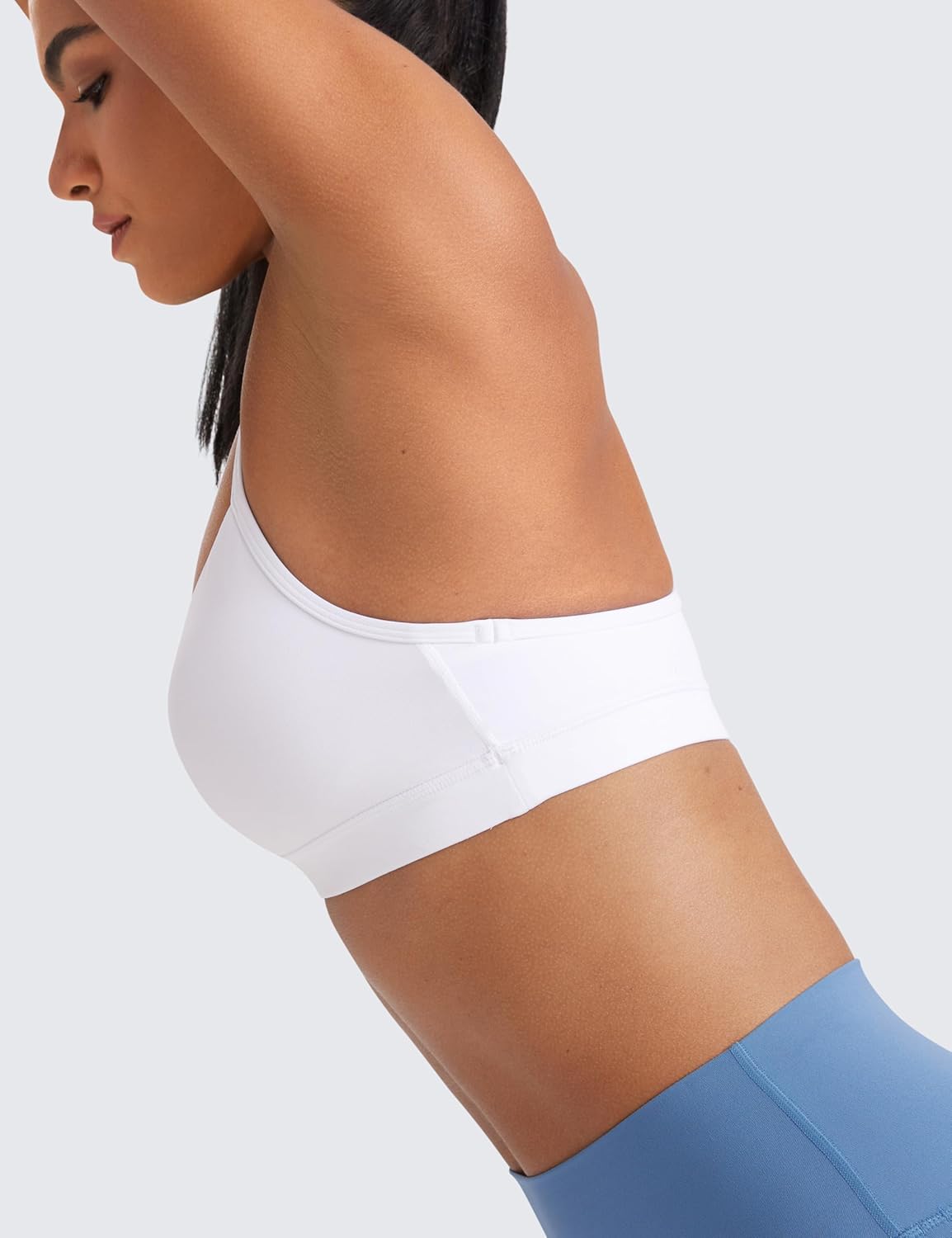 Detalle 2 de CRZ YOGA Women's Butterluxe Padded Sports Bra – Low Impact Y Back Strappy Racerback
