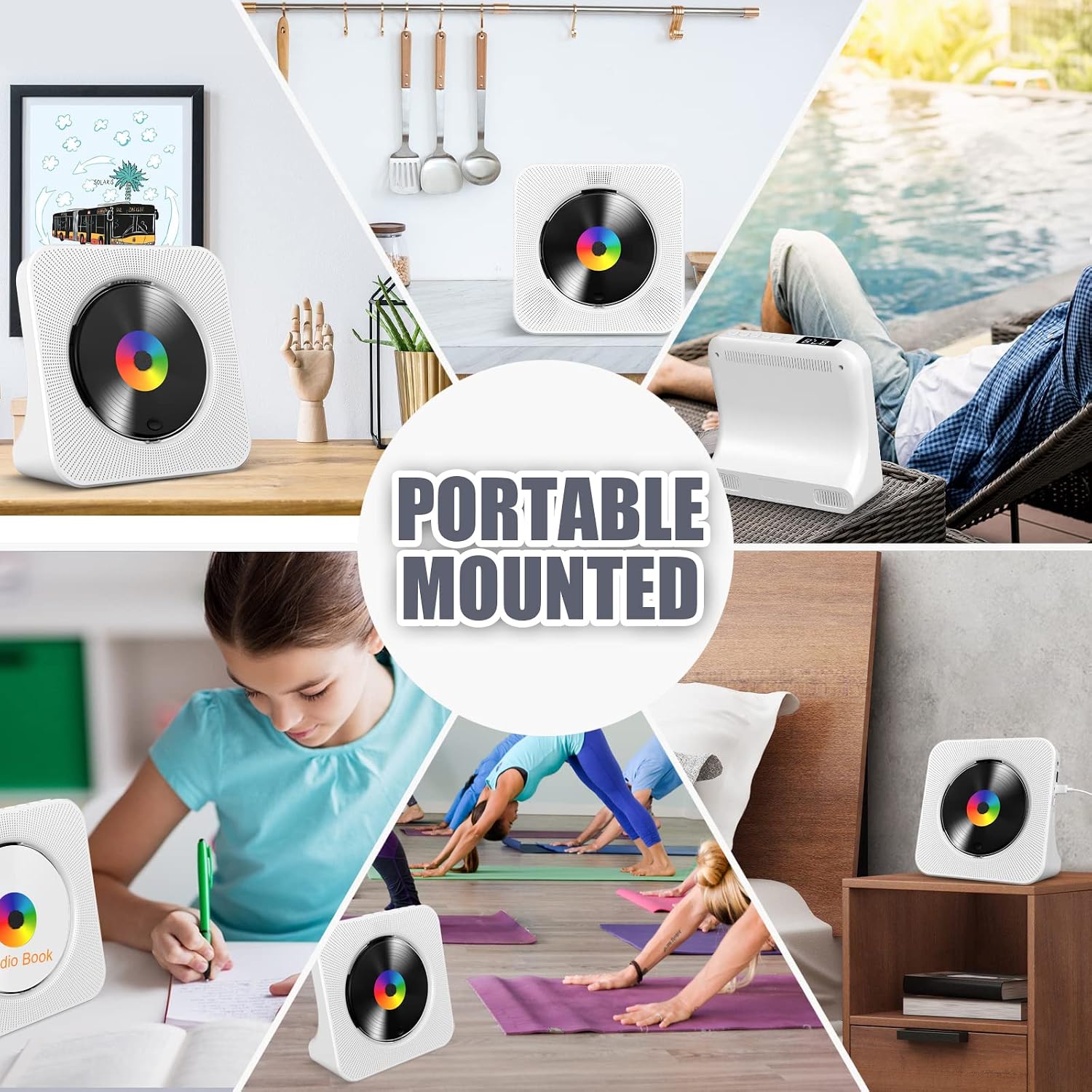 Thumbnail 6 de Lecteur CD de Bureau Gueray 6-en-1 avec Bluetooth, Hi-Fi intégré et écran LED