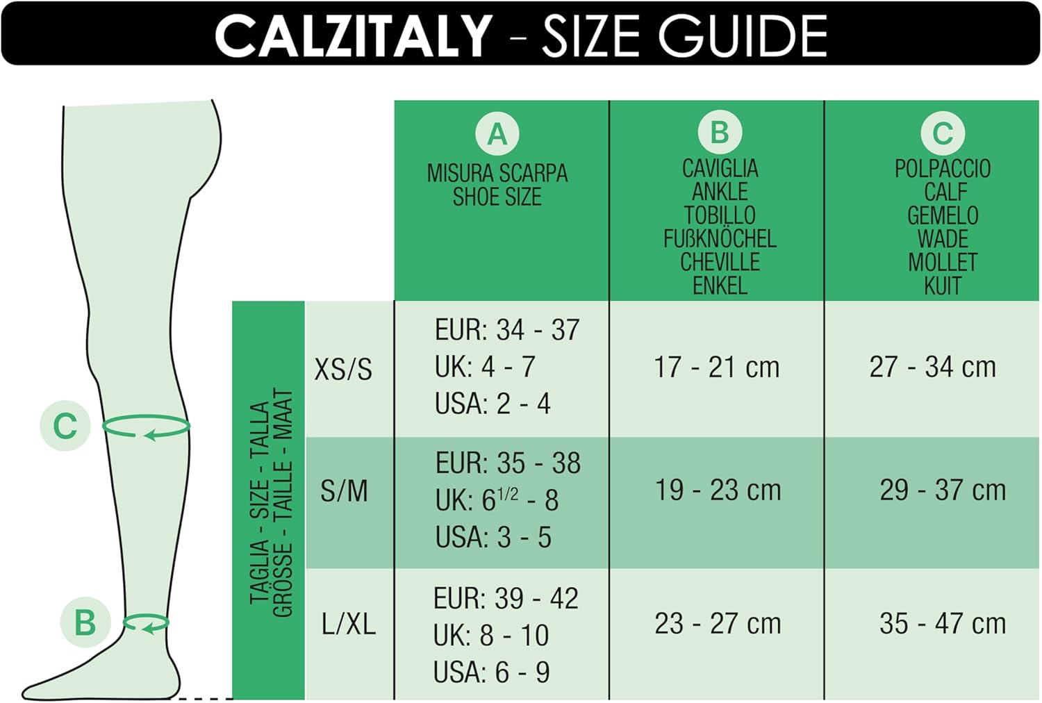 Thumbnail 6 de CALZITALY Pack 1/2 Mi-bas de contention à compression graduée forte 18-22 mmHg – Noir / Beige, 140 DEN, Made in Italy