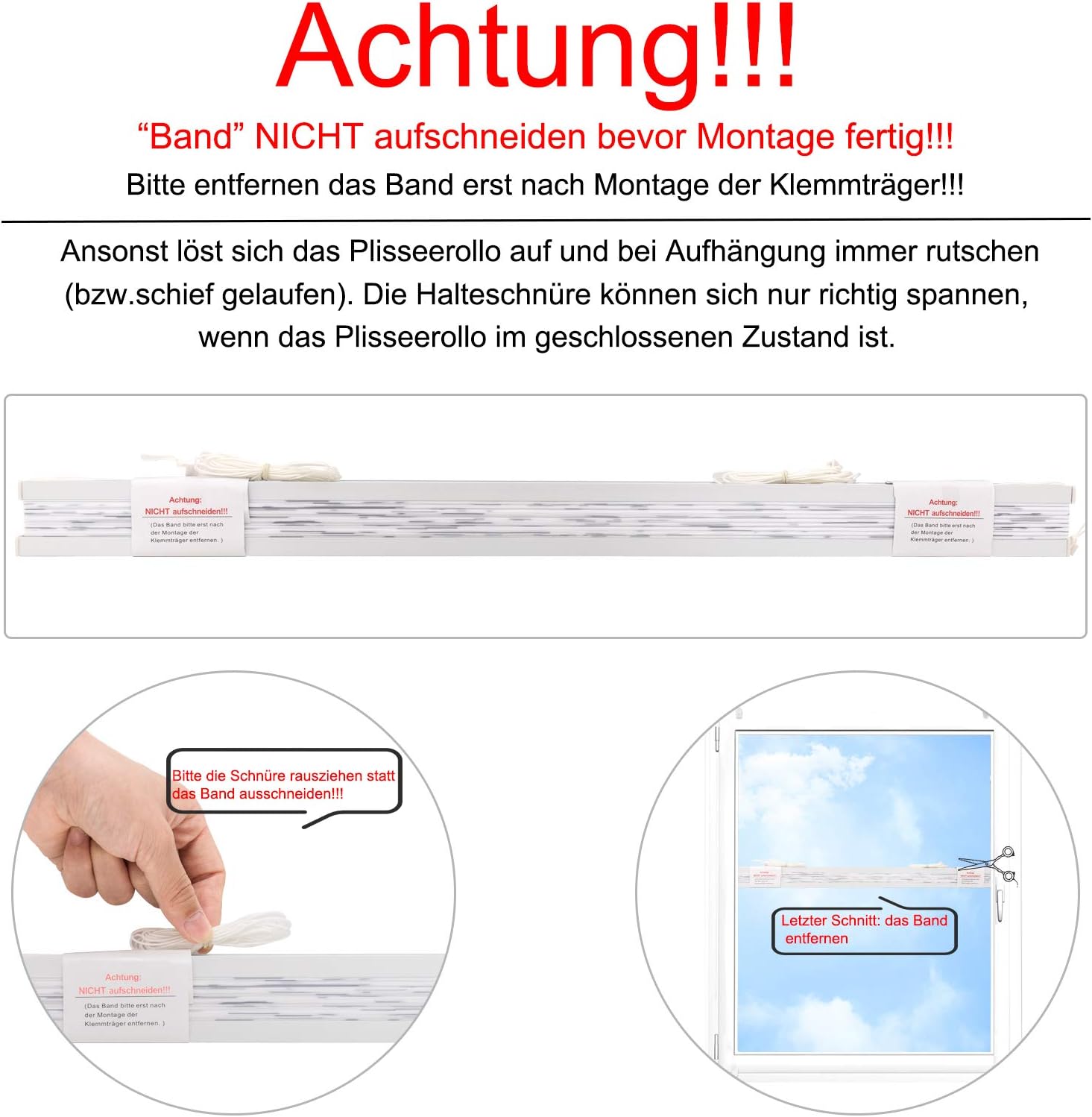Thumbnail 6 de WOLTU Plissee Faltrollo Klemmfix ohne Bohren 90x130 cm Grau – Easyfix mit Klemmträger für Tür & Fenster