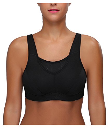 Detalle de Wingslove Soutien-Gorge Sport Femme Grande Taille Impact Élevé sans Armature Non Rembourré – Noir, 95D