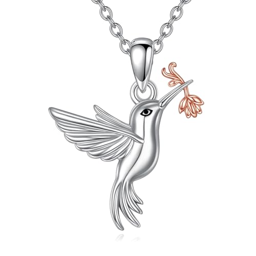 Detalle de VONALA Collares de colibrí para mujer — plata de ley 925 y oro rosa, colgante con conmemoración Día de la Madre