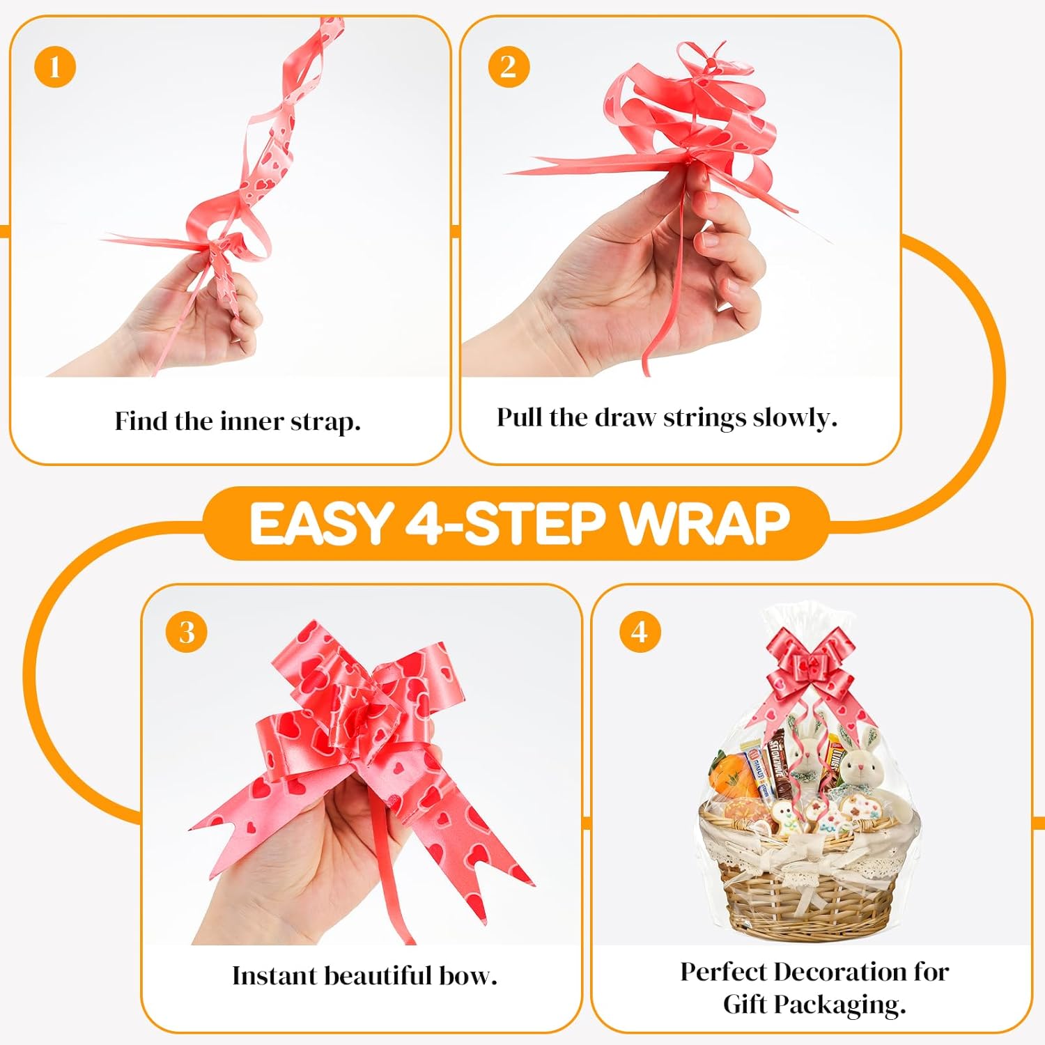 Detalle de 24Pcs Cellophane Bags with Pull Bows (14 x 20 in) for Hampers and Gift Wrapping