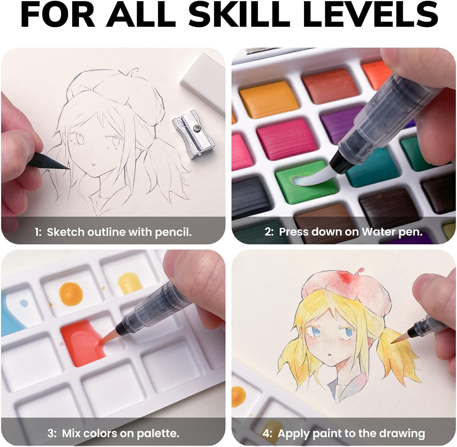 Thumbnail 6 de JusArt 100 Farben Aquarellfarben-Set – Reise-Set mit Handtasche, Metallic-Farbe und umfangreichem Zubehör