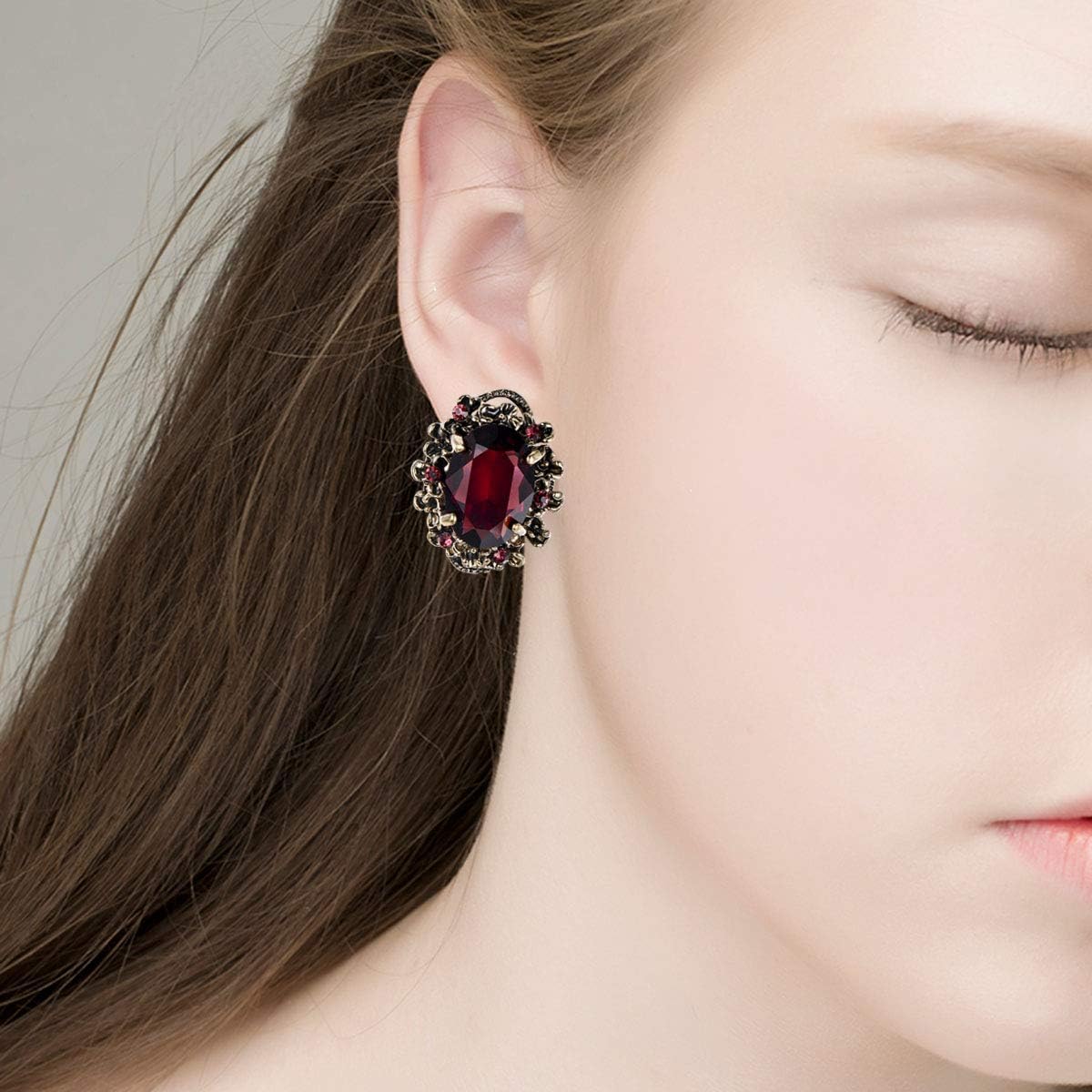 Thumbnail 1 de Clearine orecchini donna vittoriani con cristalli floreali e cammeo ispirato, perno ovale