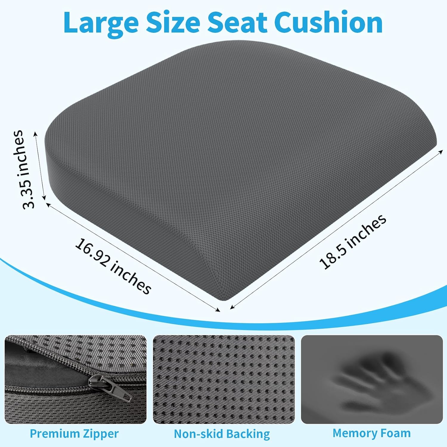 Thumbnail 2 de TranquilRelax MPN-TR0001-L-GE XL Memory Foam Seat Cushion, 3.35-Inch