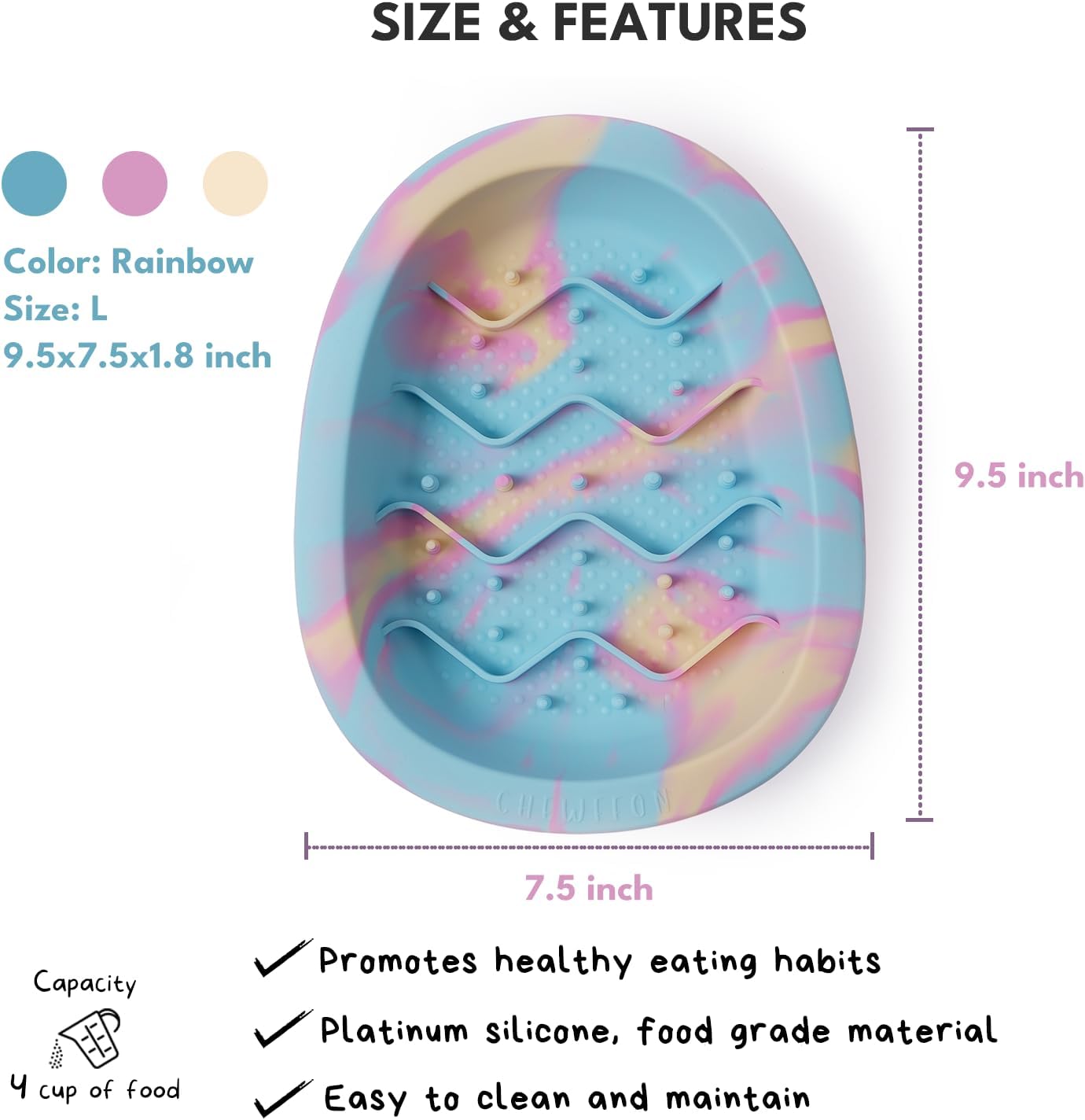 Detalle de CHEWFFON Lick Mat for Dogs & Cats — Silicone Slow Feeder with Non-Slip Suction Cups