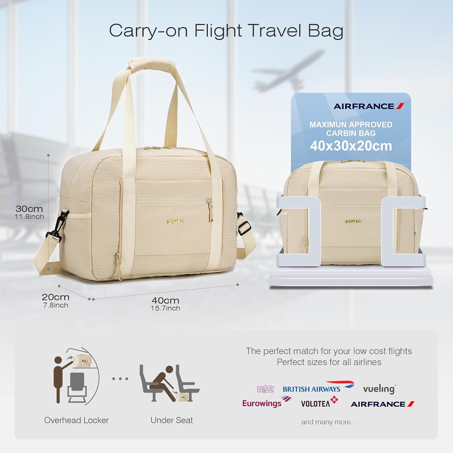 Thumbnail 1 de SPAHER 25L Underseat Travel Duffel for Ryanair and Beyond: Foldable, Waterproof and Practical