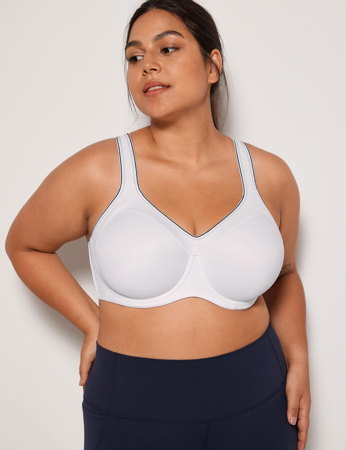 Detalle de SYROKAN Damen Sport-BH mit Bügel, Push-up und breiten Trägern für starken Halt bei High-Impact-Training