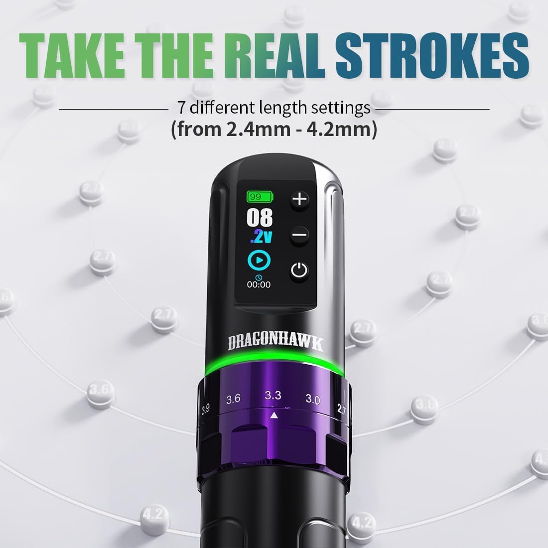 Thumbnail 1 de Dragonhawk L3 Kit de tatouage sans fil – machine à stylo rotative, 7 longueurs de course, RCA
