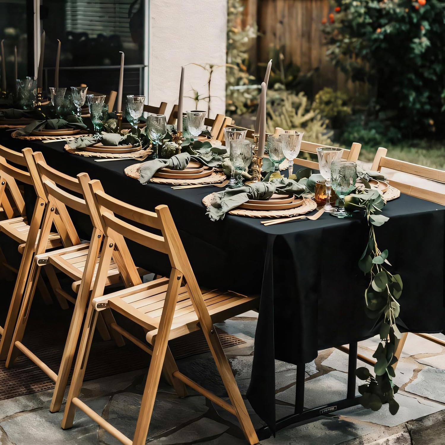 Thumbnail 5 de 8 Pack Black Tablecloths 60x102 Inch for 6ft Tables 📋