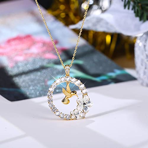 Thumbnail 4 de Finrezio Collier Pendentif Colibri Plaqué Or 18 Carats – édition féminine