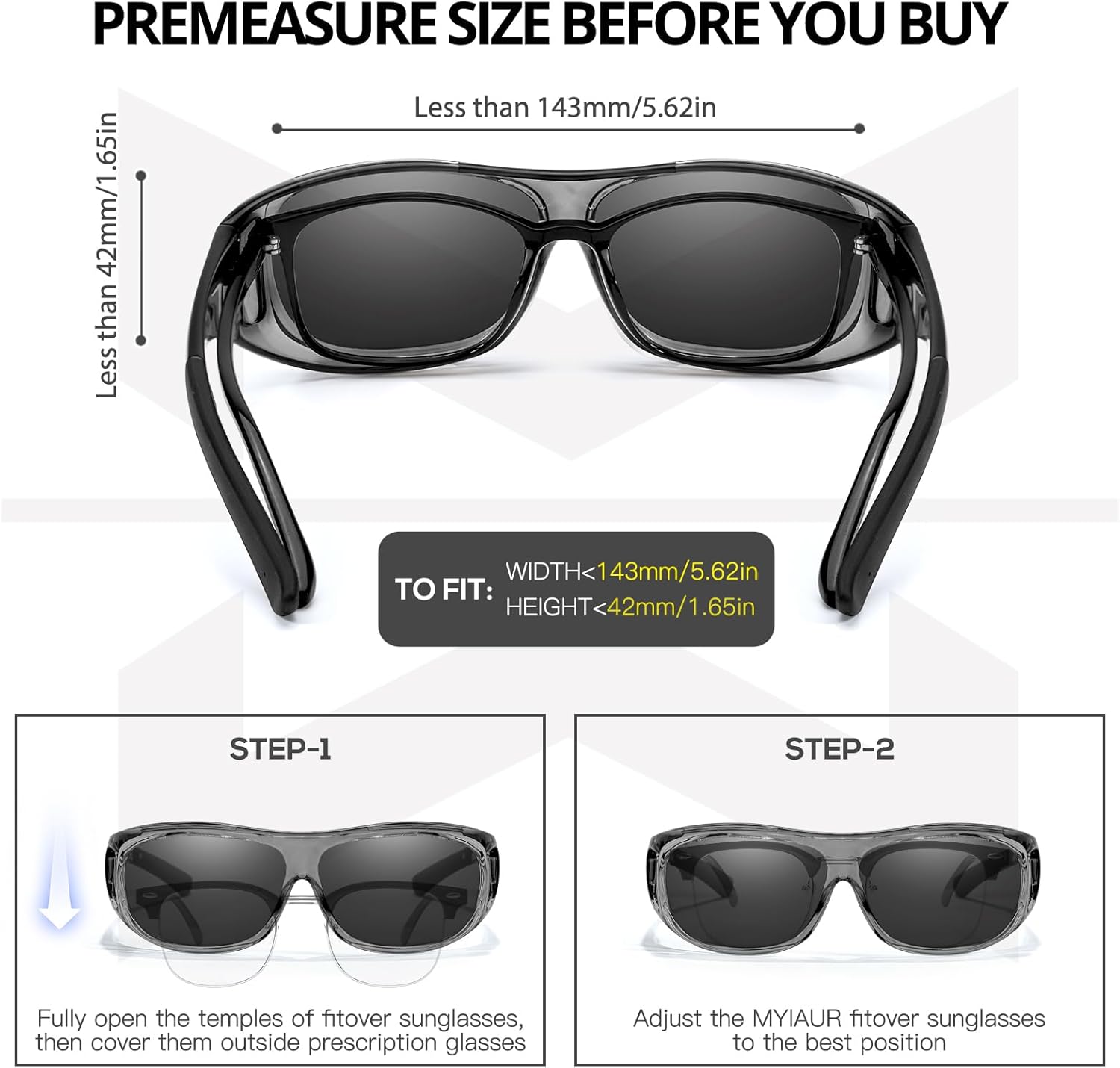 Thumbnail 3 de Myiaur fit over sunglasses with polarised wraparound lenses (UV400) for driving and outdoors
