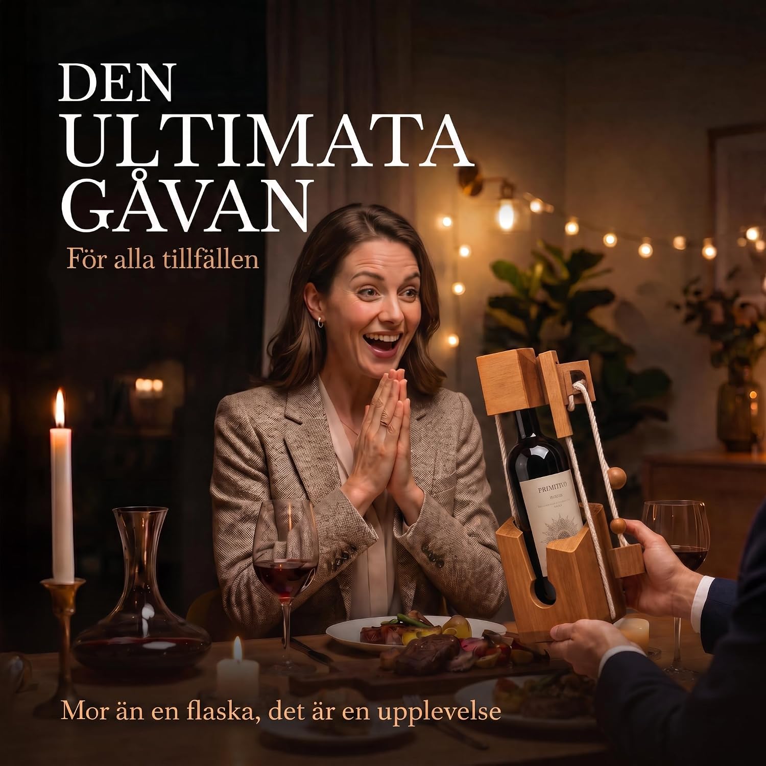 Detalle 2 de GOODS+GADGETS® Flaskpussel i trä för standardflaskor, handsnidat