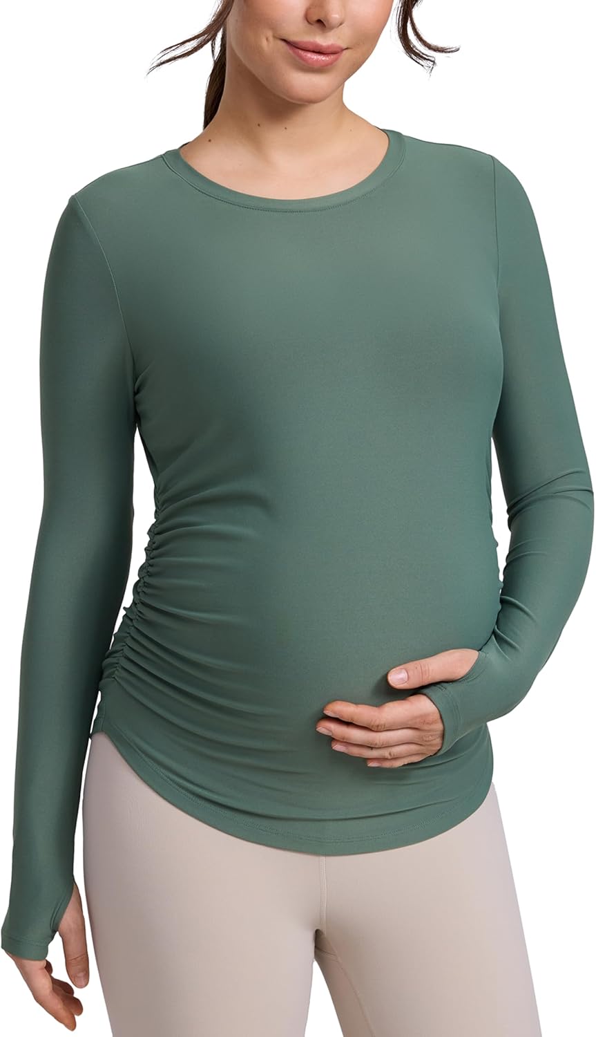 Thumbnail 6 de CRZ YOGA Womens Cloudweight Maternity Long Sleeve Top – Ruched, Lightweight Pregnancy Shirt