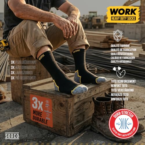 Thumbnail 7 de SOXCO 10 Pairs Men’s Work Socks – Black Crew Length (6-8)