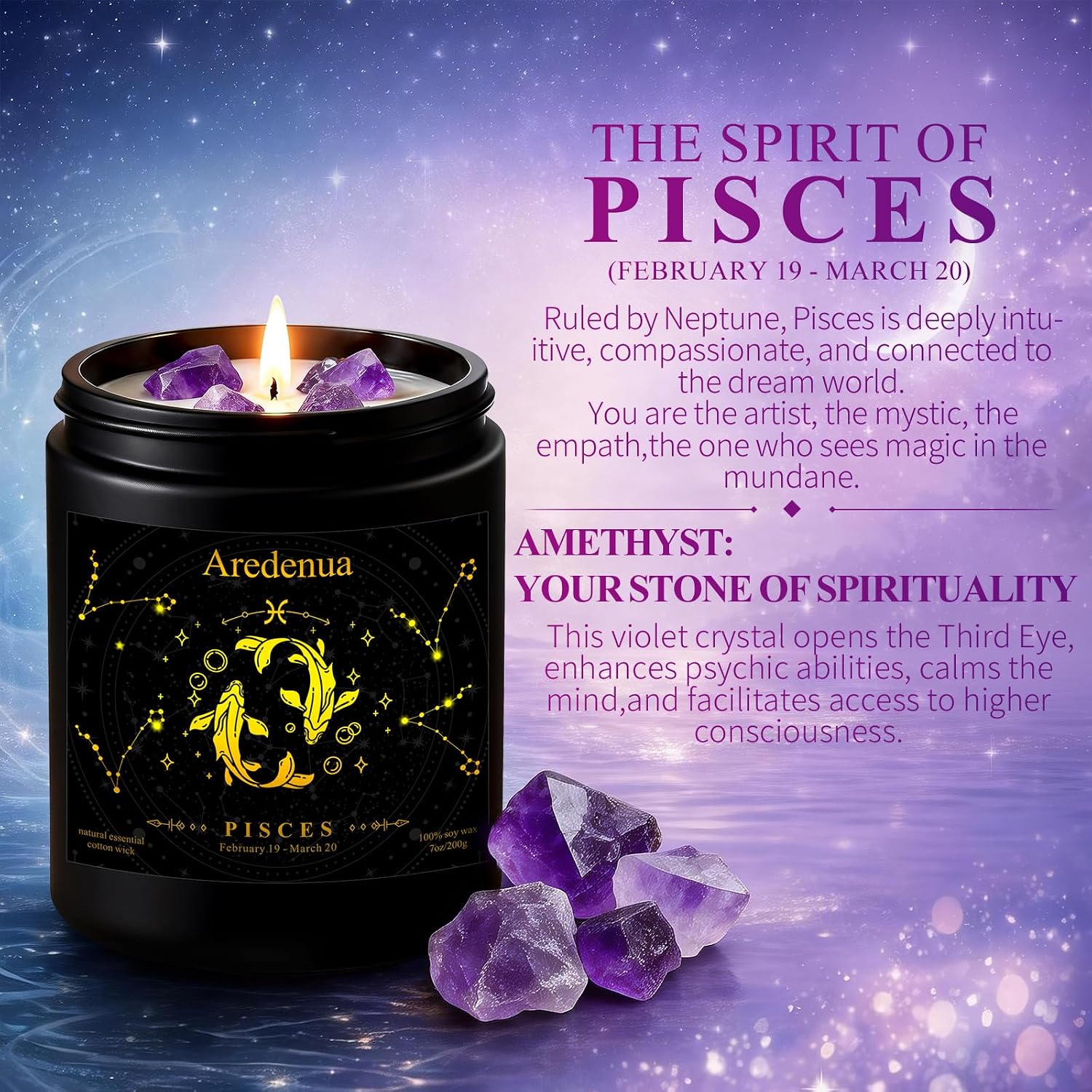 Thumbnail 2 de Pisces Zodiac Soy Candle, 7 oz