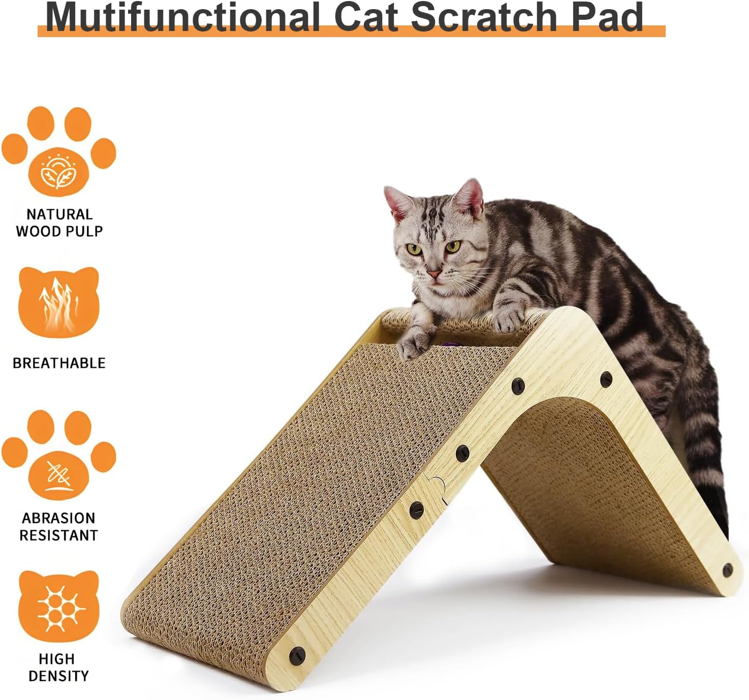 Thumbnail 6 de Cardboard Cat Scratcher, Durable L‑Shaped Cardboard Scratching Board for Indoor Cats