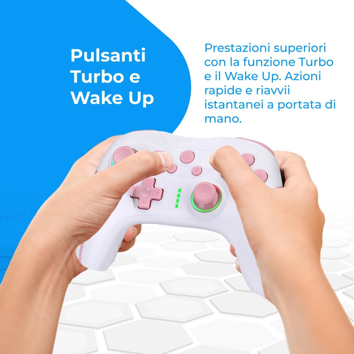Thumbnail 5 de NK Telecomando Switch Wireless: controller con Turbo, Wake up, Bluetooth e macro per Switch, Switch OLED e PC (Bianco e Rosa)