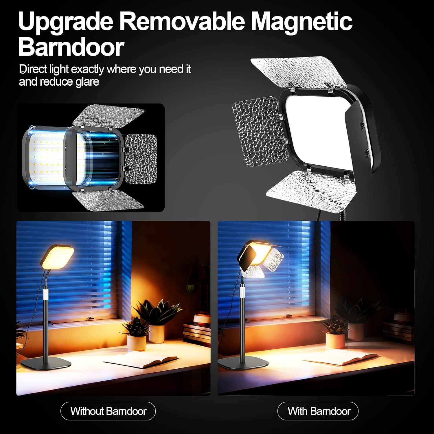 Detalle de EMART LED Desk Ring Light for Video Conference – Dimmable 15W Ring Light with Bi-Colour Temp and USB Power