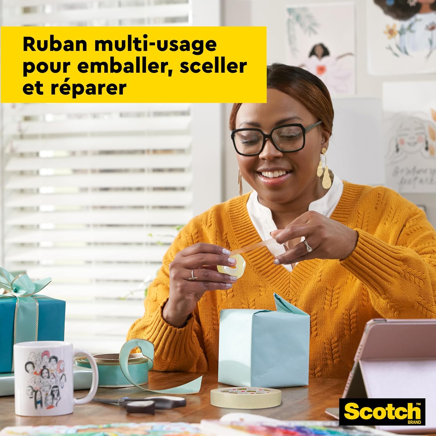 Thumbnail 1 de Scotch Ruban Adhésif Transparent - 8 Rouleaux (19 mm x 33 m) pour École, Maison et Bureau