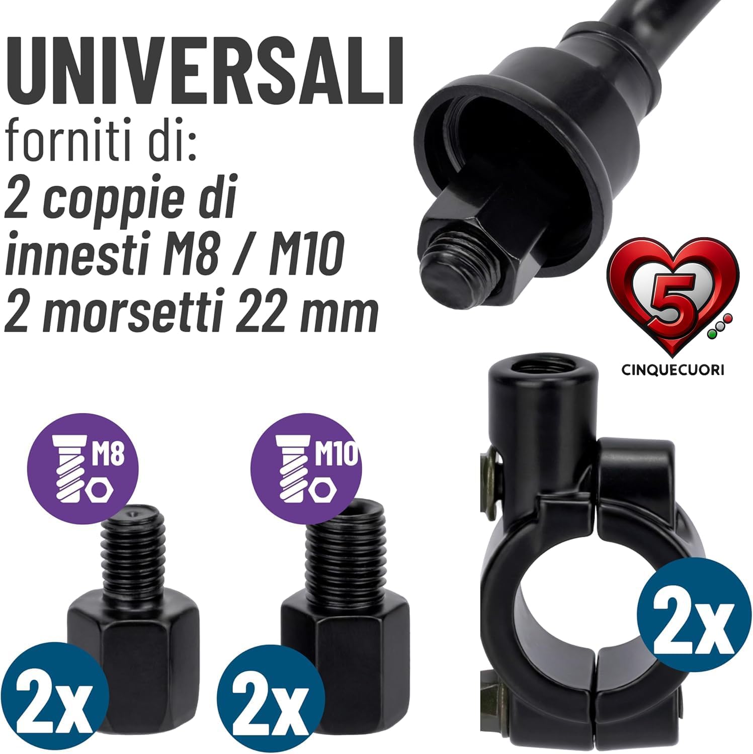 Detalle de CINQUECUORI Specchietti retrovisori moto universali 🪞