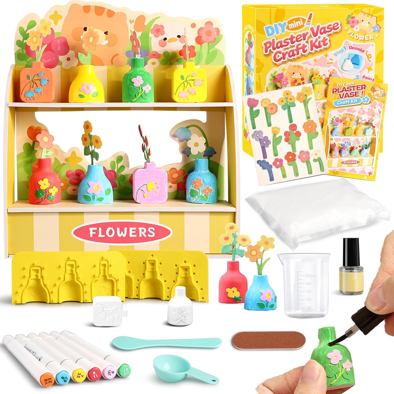 Detalle de Crelloci Mess-Free Mini Plaster Vase Painting Kit ๐จ