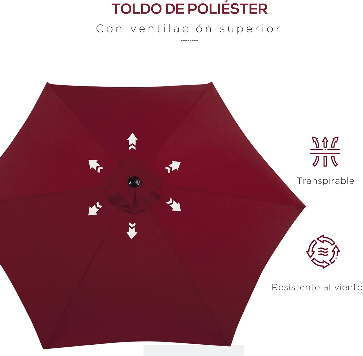 Thumbnail 4 de Outsunny Sombrilla de Jardín Reclinable Ø260cm ☂