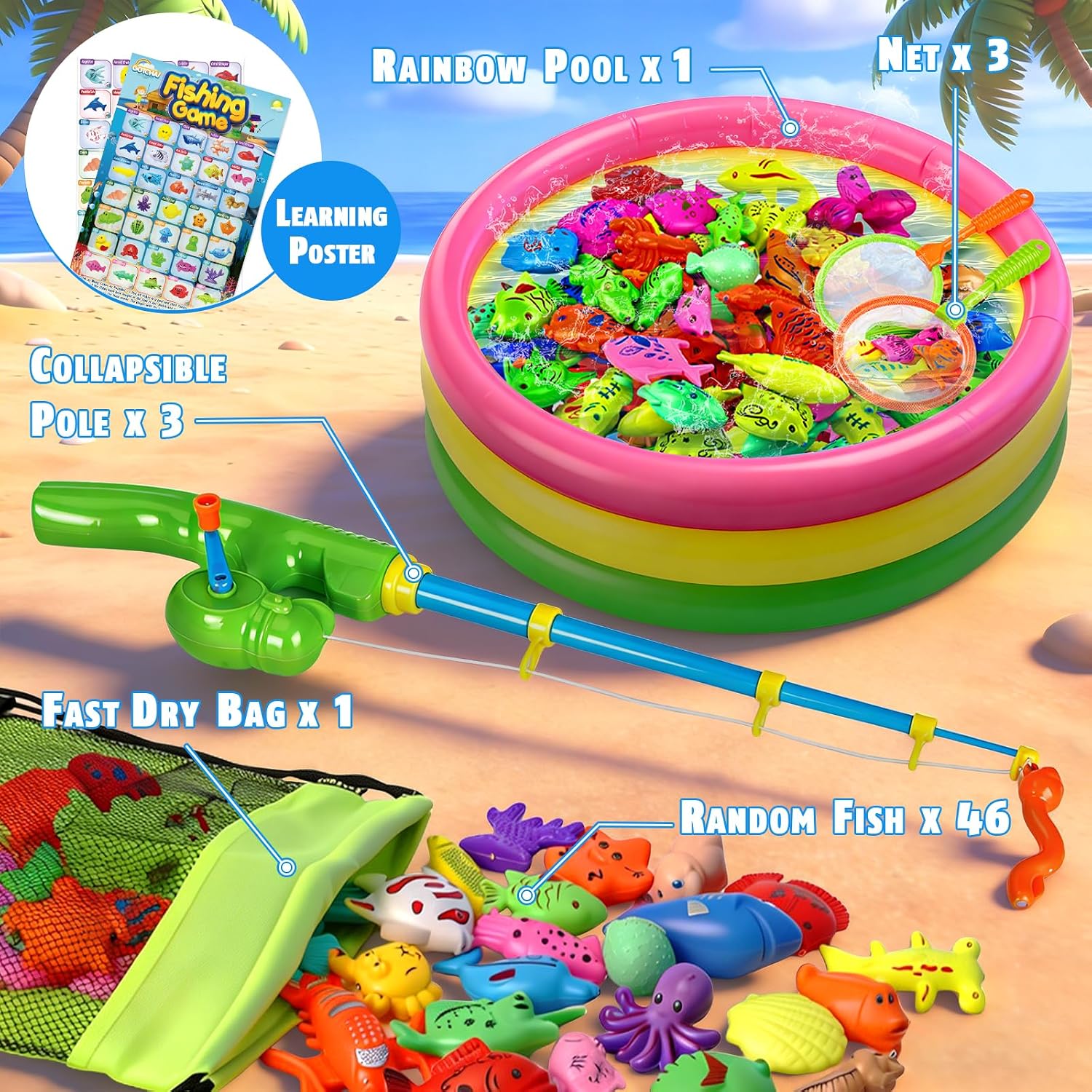 Detalle 2 de CozyBomB Magnetic Fishing Toys Game Set for Kids