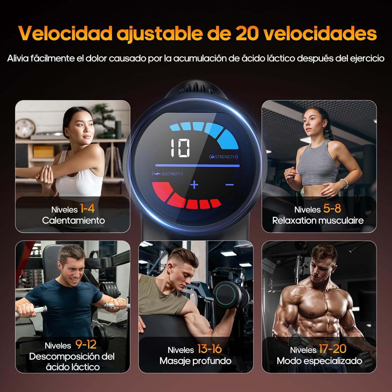 Thumbnail 4 de AERLANG Pistola de Masaje Muscular con Calor 20 Velocidades