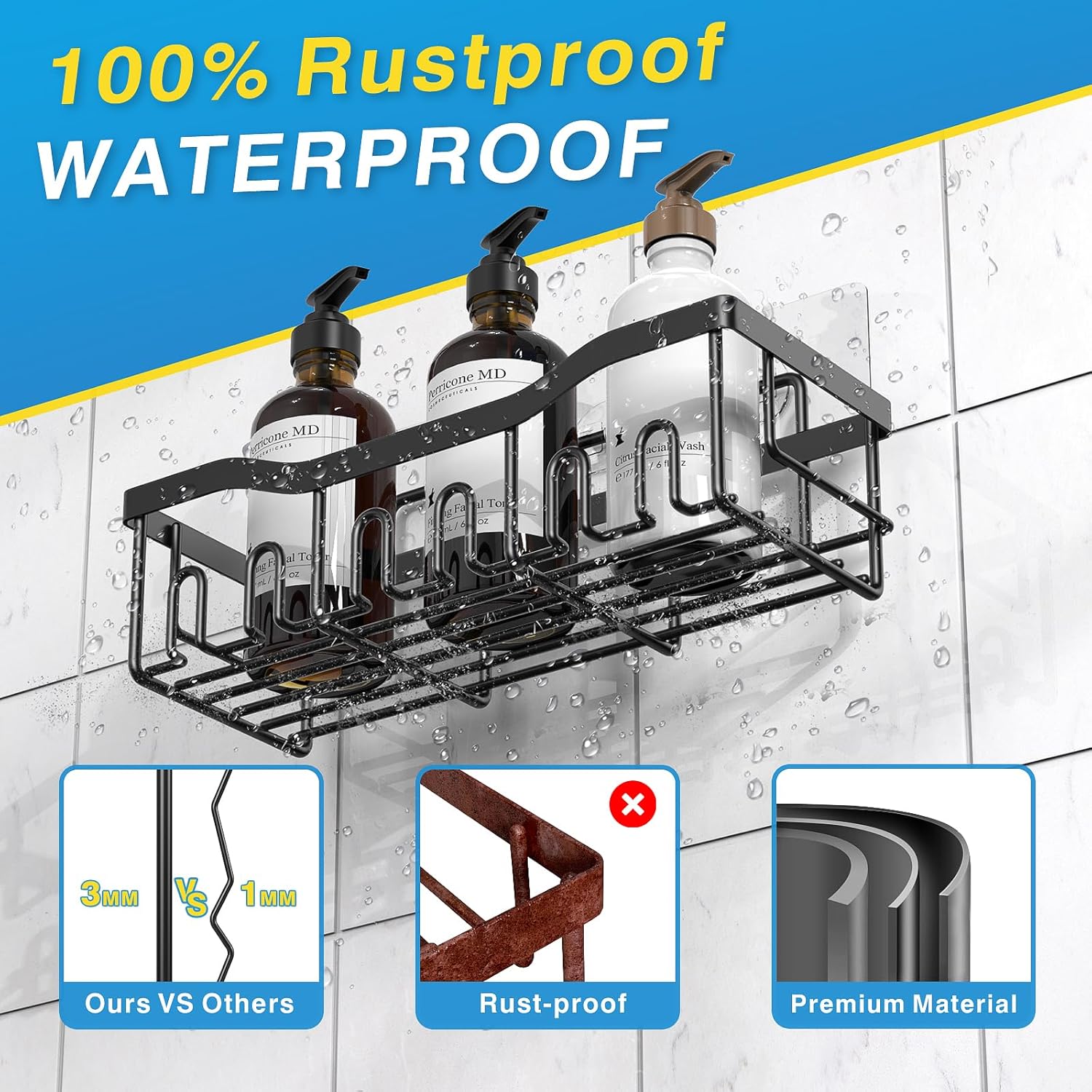 Thumbnail 4 de EUDELE Adhesive Shower Caddy (5-Pack) — Rustproof SUS 304 Bathroom Storage Shelves, No-Drill