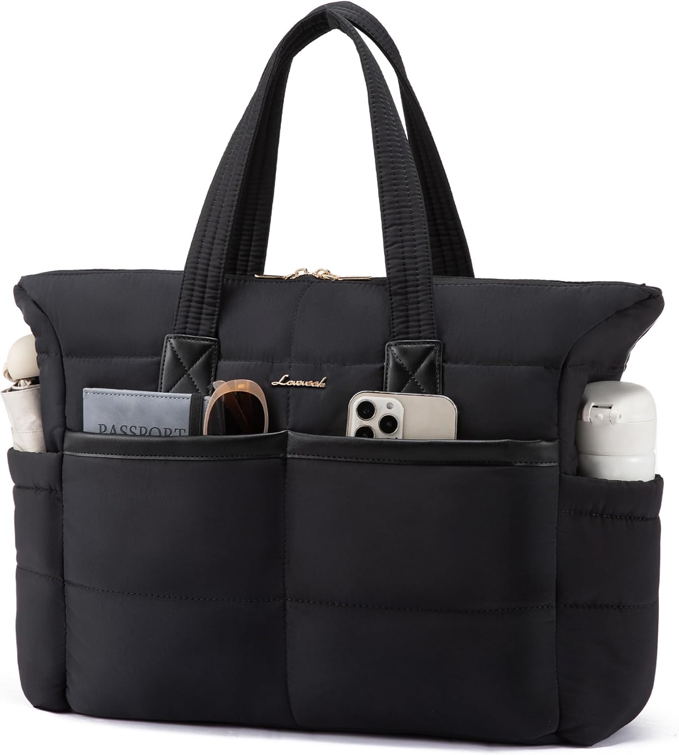 Detalle de LOVEVOOK Tote Bag for Women: Lightweight 15.6 Inch Puffer Laptop Bag