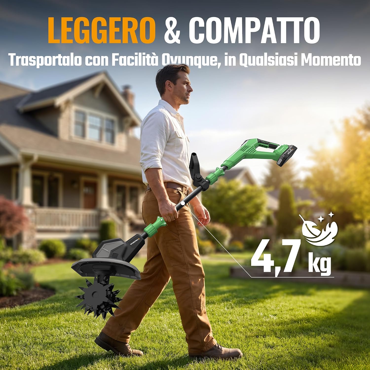 Detalle de WORKPROX Motozappa Elettrica Senza Fili 20V – versione compatta per orti e giardini ristretti